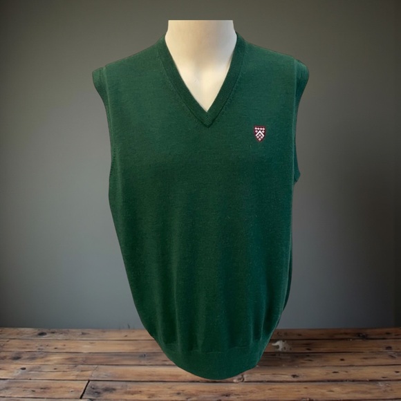 PETER MILLAR GREEN WOOL VEST SIZE LARGE